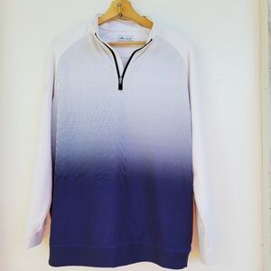 Peter Millar Crown Sport 1/4 Zip  Mens Blue Dip Dye Pullover Size Medium *Read*